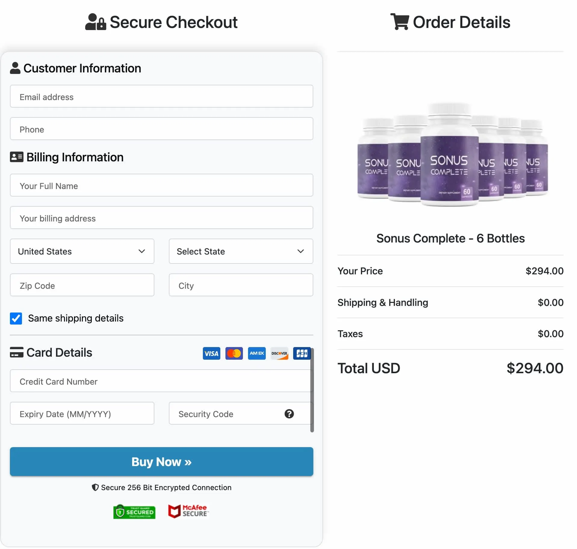 Sonus Complete Official Order Page &mdash; Secure USA Checkout